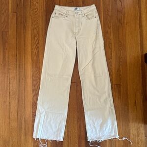 Tiger Mist Cream Flare Wide Leg Jeans
